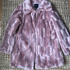 Pink faux fur coat